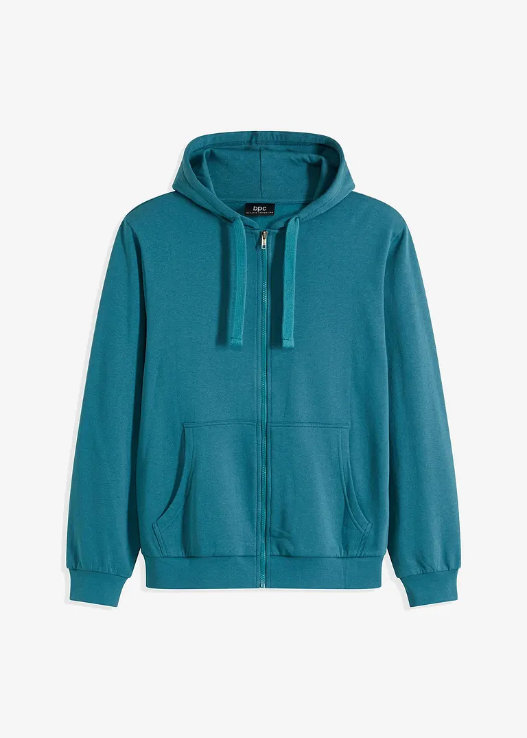 Kapuzen-Sweatjacke mit Reißverschluss in petrol von vorne - bonprix