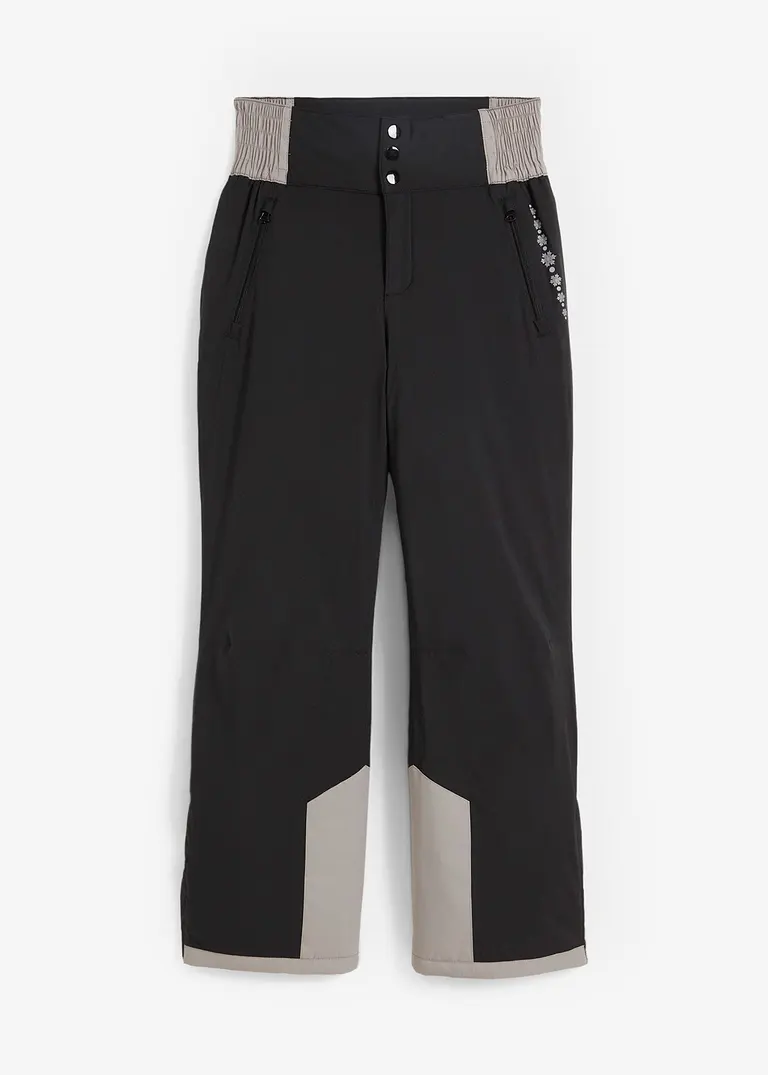 Ski Thermo-Funktionshose mit High Waist Bequembund, wasserdicht, Straight in schwarz von vorne - bonprix