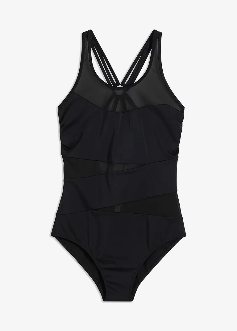Shape Badeanzug leichte Formkraft in schwarz von vorne - bonprix