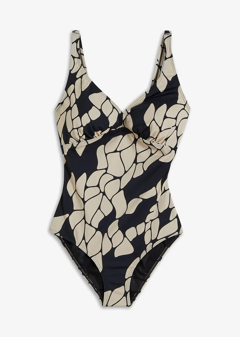 Light Shape-Badeanzug mit V-Ausschnitt in schwarz von vorne - bonprix