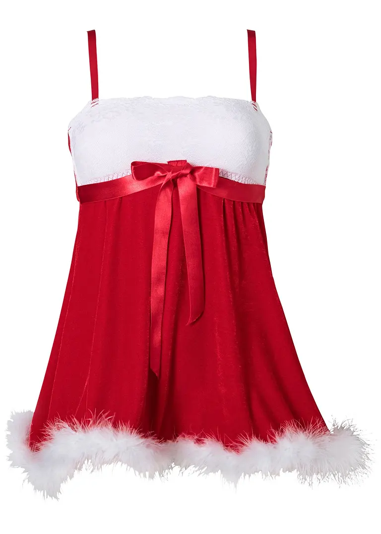 Weihnachts-Babydoll in rot von vorne - bonprix