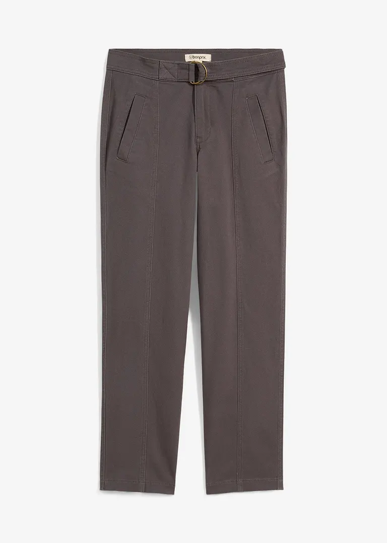 Hose aus Baumwoll-Elasthan-Mix in grau von vorne - bonprix