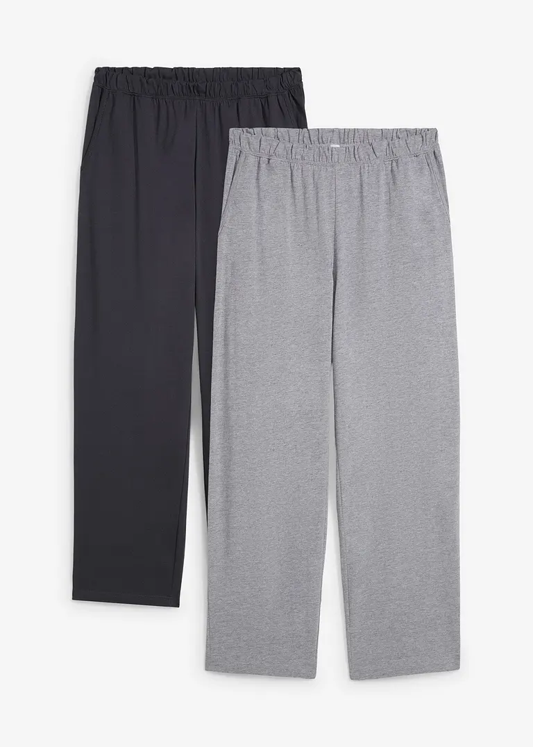 Pyjamahosen aus Jersey (2er Pack) in blau von vorne - bonprix