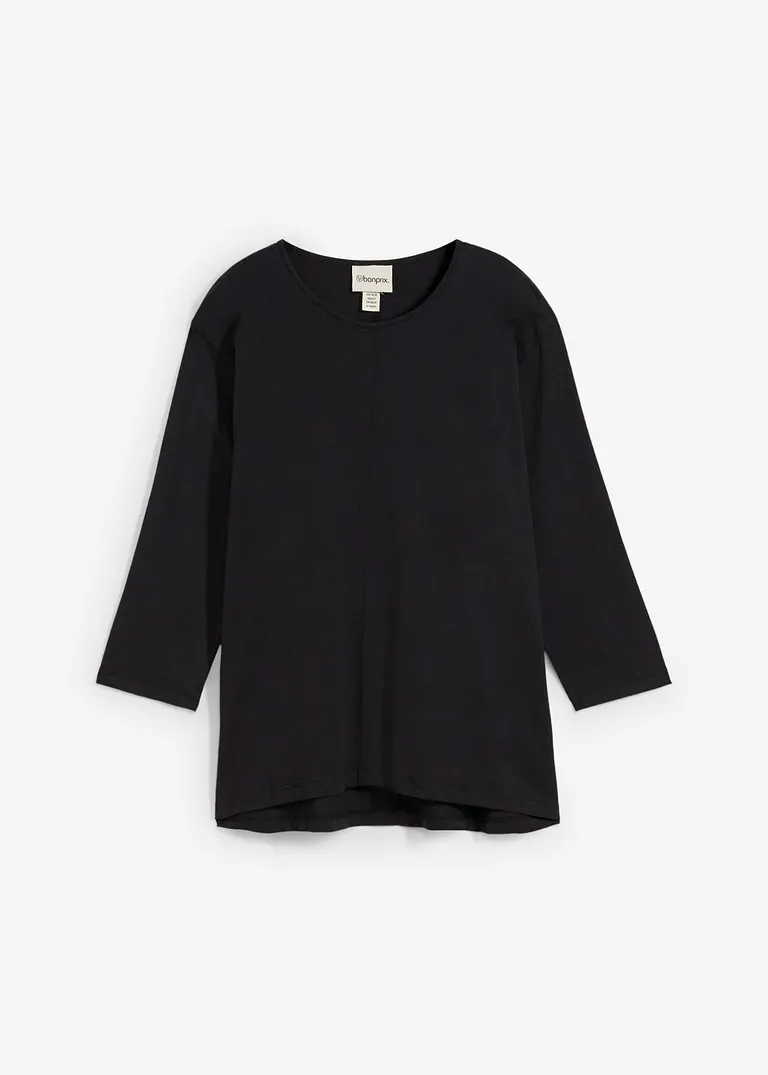 Boxy-Shirt aus biologischer Baumwolle in schwarz von vorne - bonprix