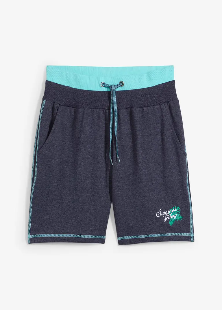 Sweat-Shorts aus Baumwoll-Mix in blau von vorne - bonprix