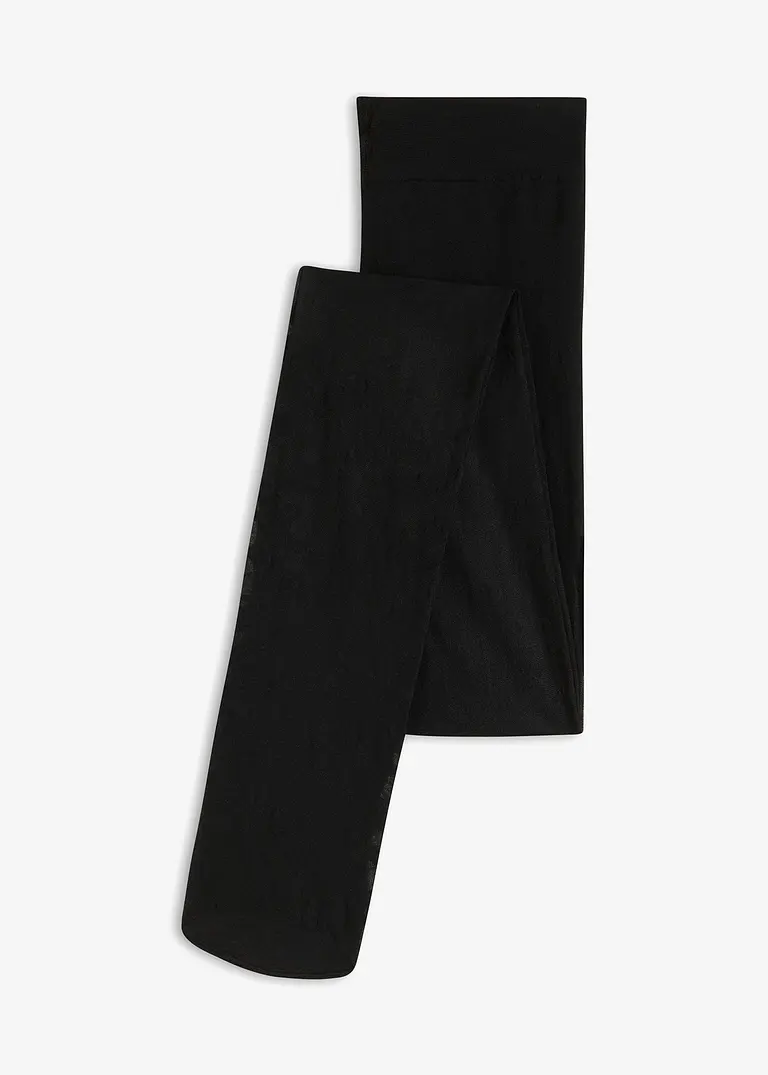 Strumpfhose mit Blumenmuster 30den in schwarz von vorne - bonprix