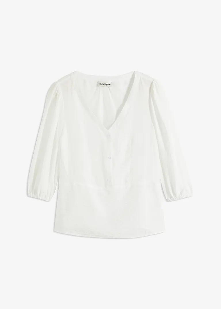 Bluse aus feinem Viskose-Mix in weiß von vorne - bonprix