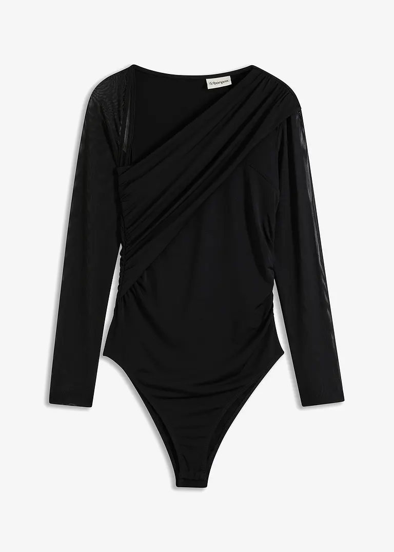 Body mit Mesh in schwarz von vorne - bonprix