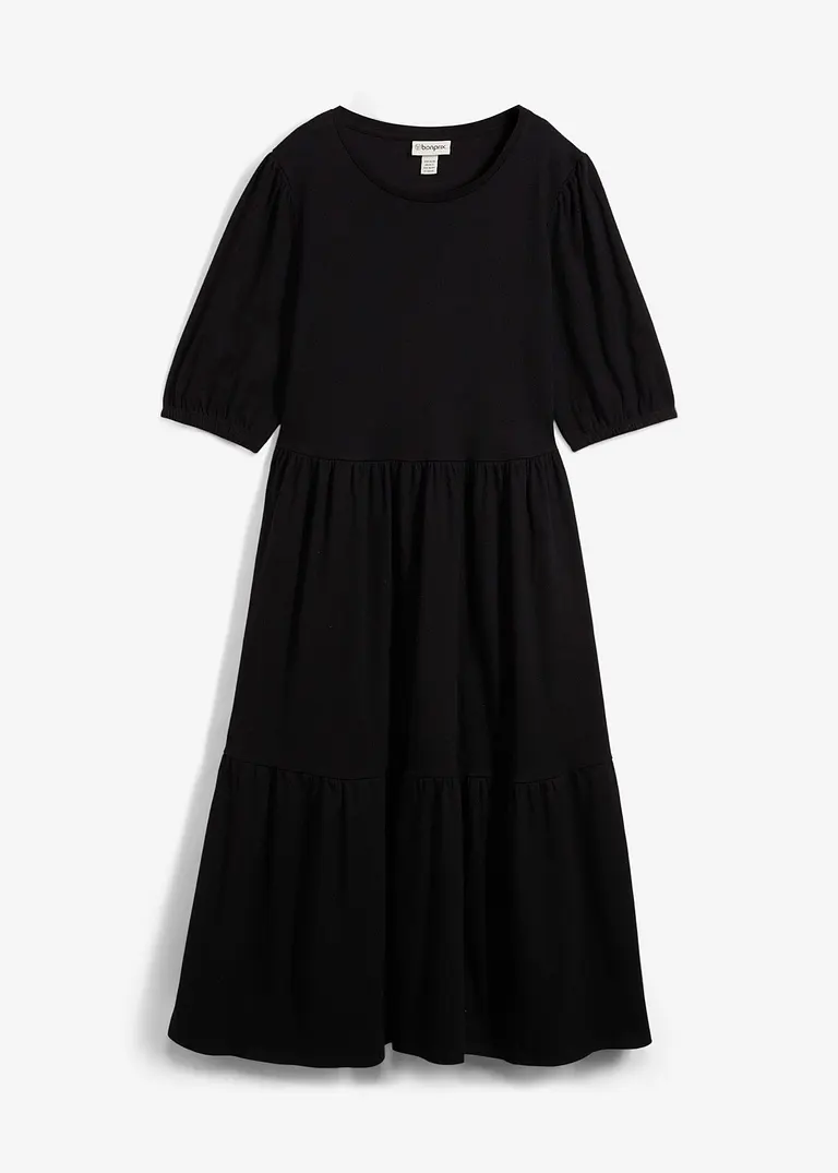 Shirtkleid aus reiner Baumwolle in schwarz von vorne - bonprix