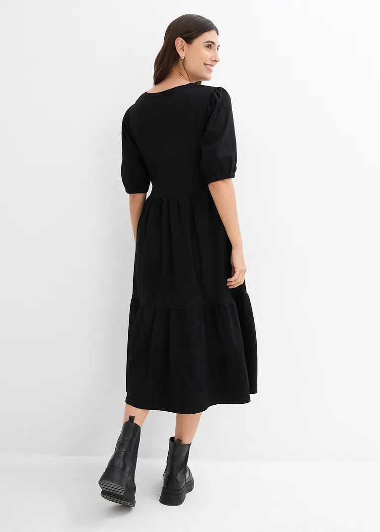 Shirtkleid aus reiner Baumwolle in schwarz von hinten (Totalaufnahme) - bonprix