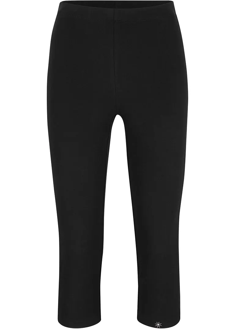 Capri-Leggings aus reiner Baumwolle in schwarz von vorne - bonprix