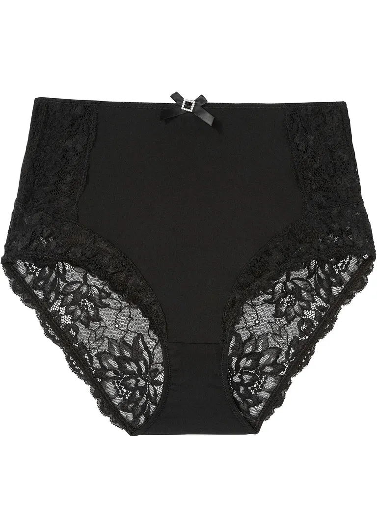 Taillenslip mit zarter Spitze in schwarz von vorne - bonprix