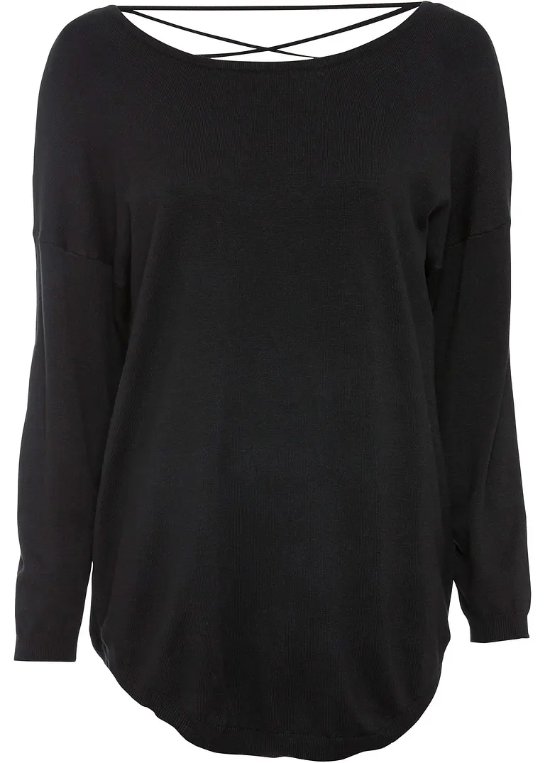Feinstrickpullover in schwarz von vorne - bonprix