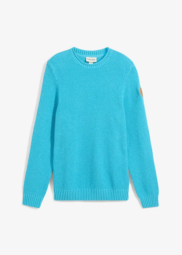Pullover mit recycelter Baumwolle in blau von vorne - bonprix