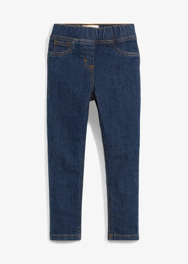 Jeggings Mid Waist mit Bequembund in blau von vorne - bonprix