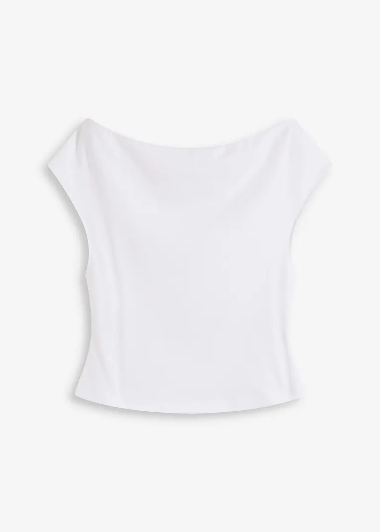Off-Shoulder-Shirt aus reiner Bio-Baumwolle in weiß von vorne - bonprix