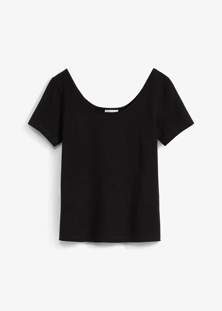 T-Shirt mit tiefem Rückenausschnitt in schwarz von vorne - bonprix