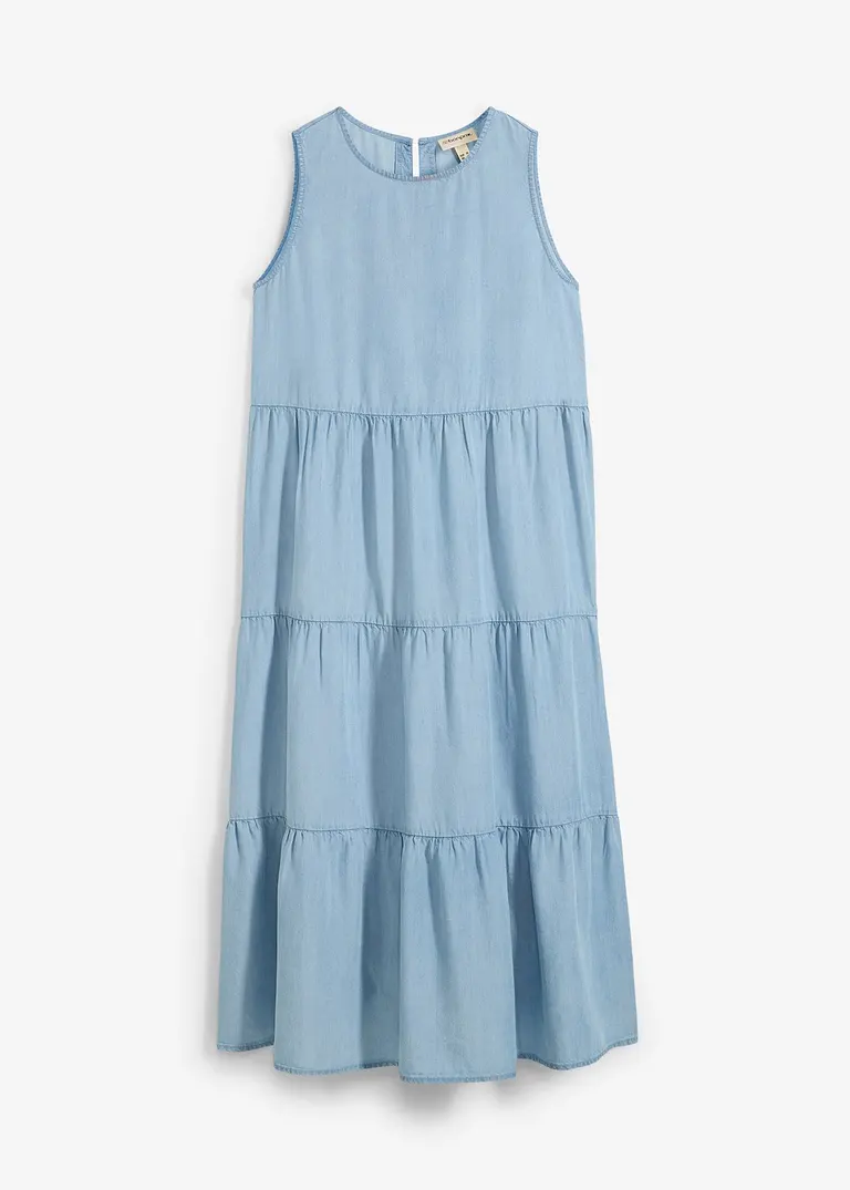 Midikleid aus glattem Lyocell in blau von vorne - bonprix