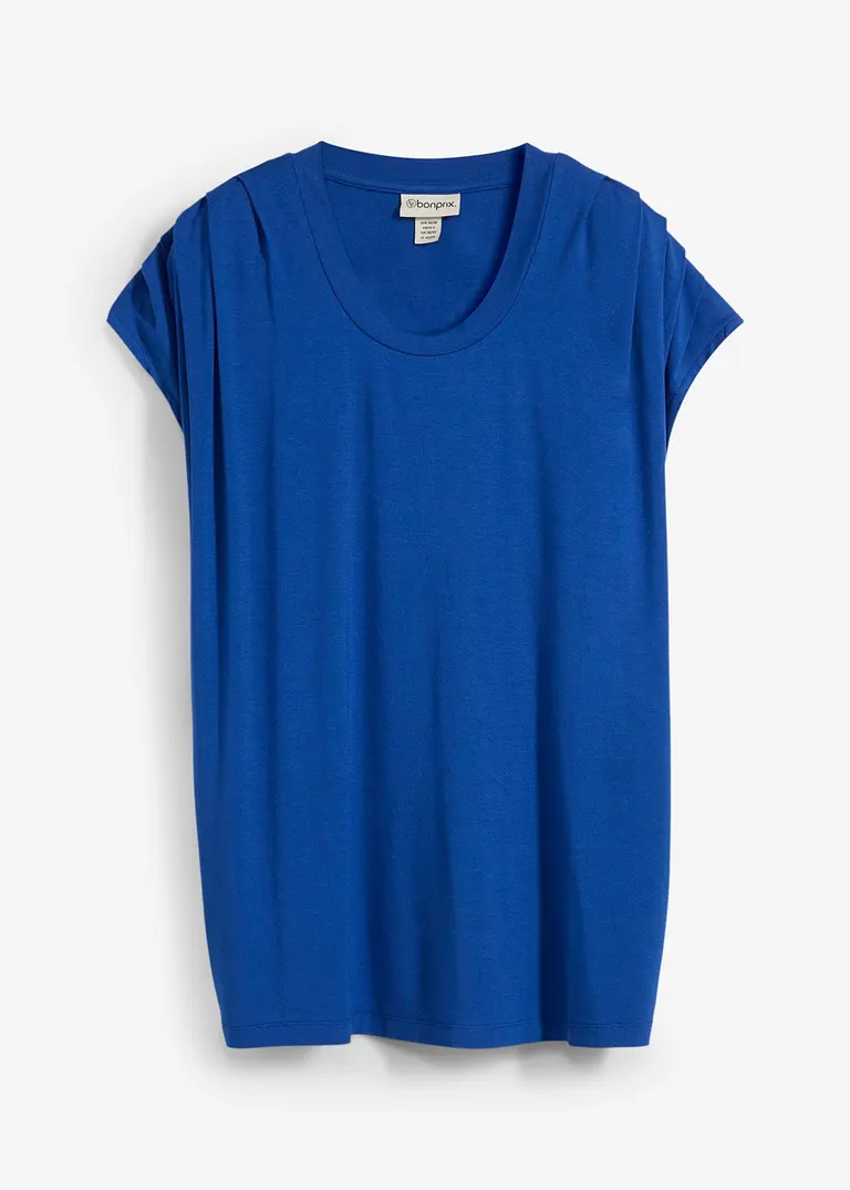 Shirt aus fließendem Viskose-Mix in blau von vorne - bonprix