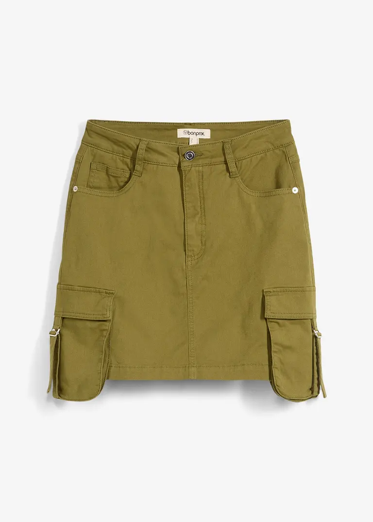 Minirock aus elastischem Baumwoll-Mix in grün von vorne - bonprix