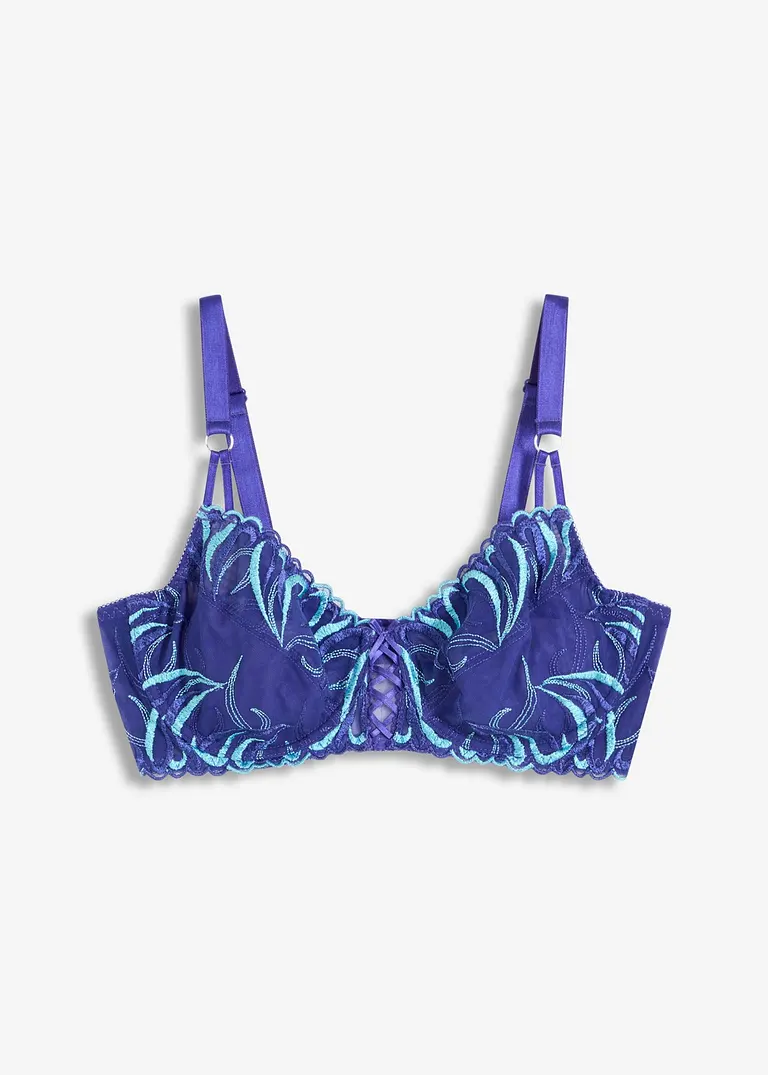 Minimizer-BH mit filigraner Stickerei in blau von vorne - bonprix