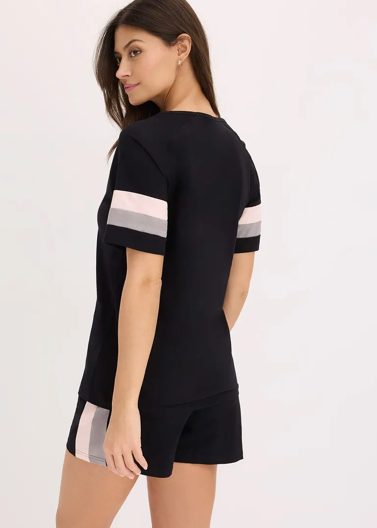 Jersey Shorty aus reiner Baumwolle in schwarz von hinten (Totalaufnahme) - bonprix