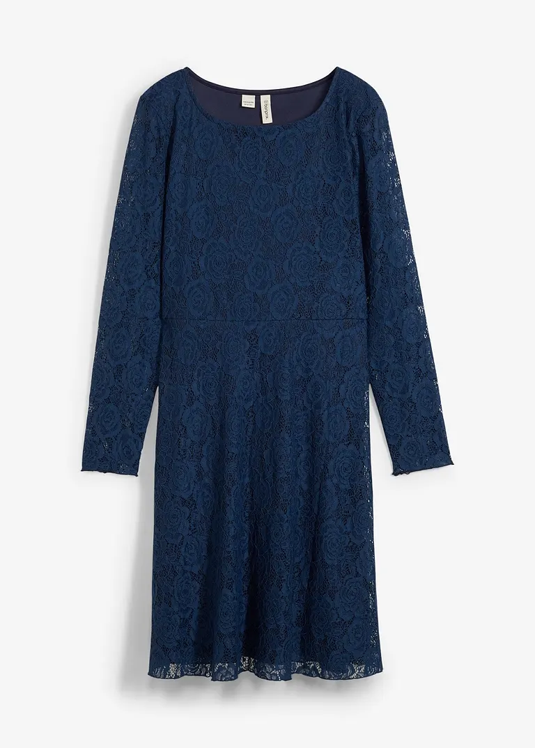 Spitzenkleid in blau von vorne - bonprix