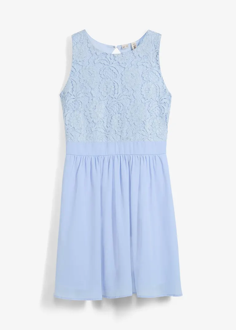 Minikleid mit Spitze in blau von vorne - bonprix