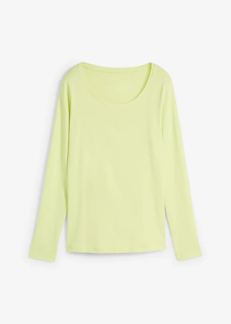 Langarmshirt aus reiner Bio-Baumwolle in grün von vorne - bonprix