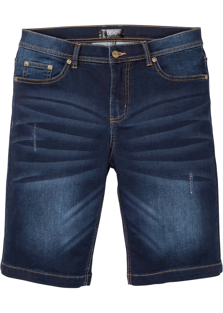 Sweat-Jeans-Bermuda m. Komfortschnitt, Regular Fit in blau von vorne - bonprix