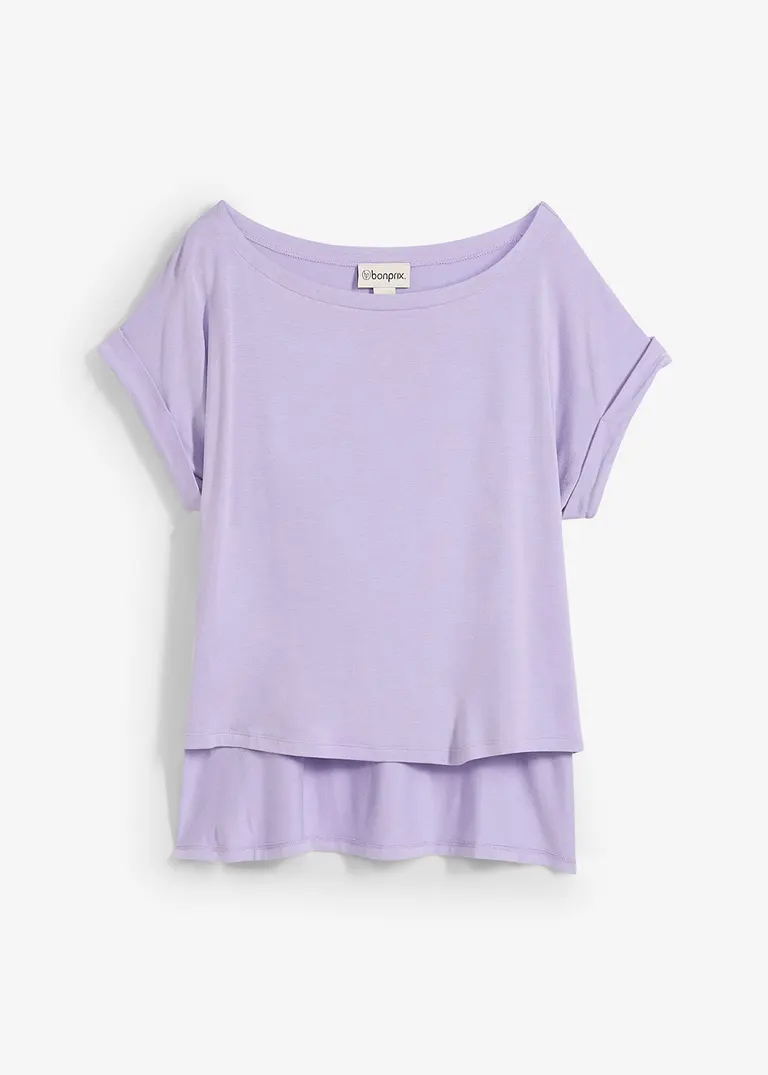 Oversize-Shirt aus fließender Viskose in lila von vorne - bonprix