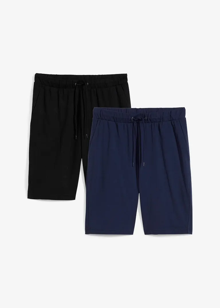 Leichte Shirt-Bermuda (2er Pack) in blau von vorne - bonprix