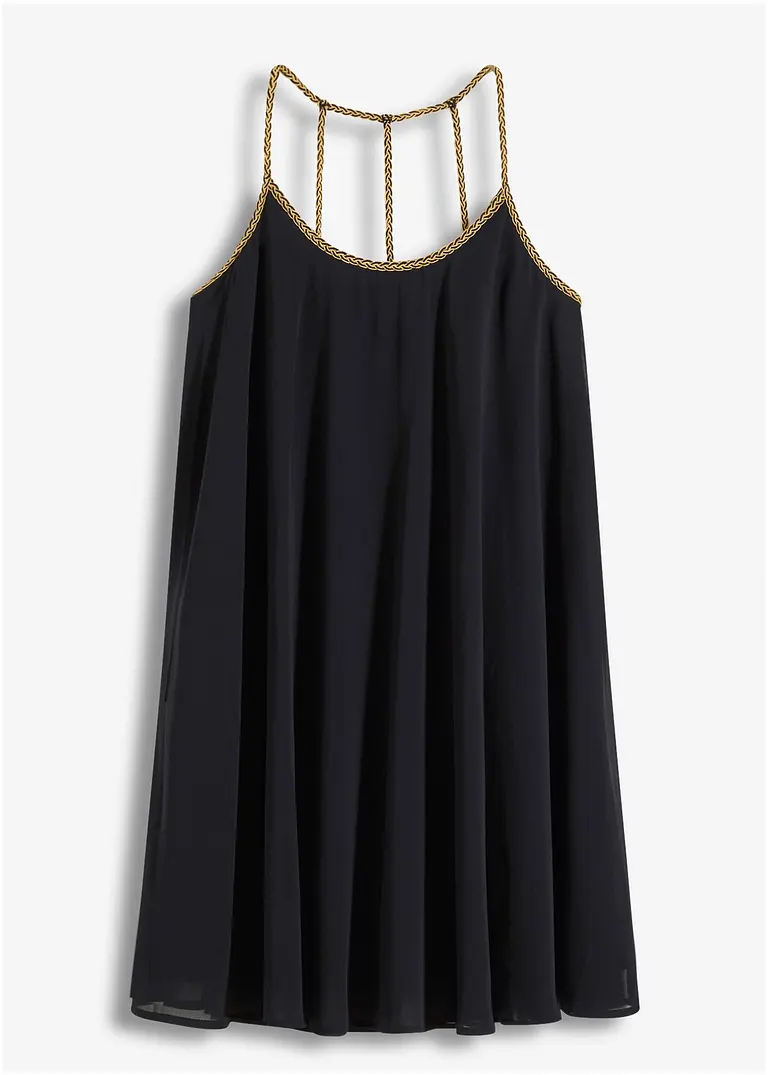 Chiffonkleid mit Rückendetail in schwarz von vorne - bonprix