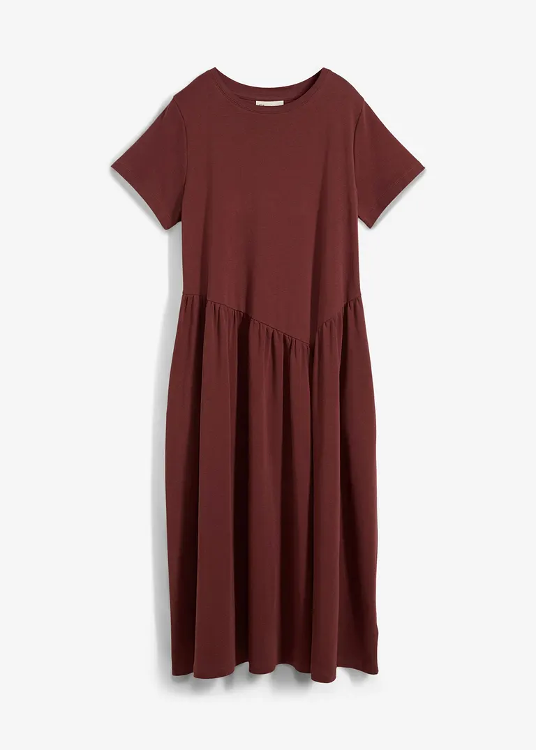 Jersey-Kleid aus reiner Bio-Baumwolle in braun von vorne - bonprix