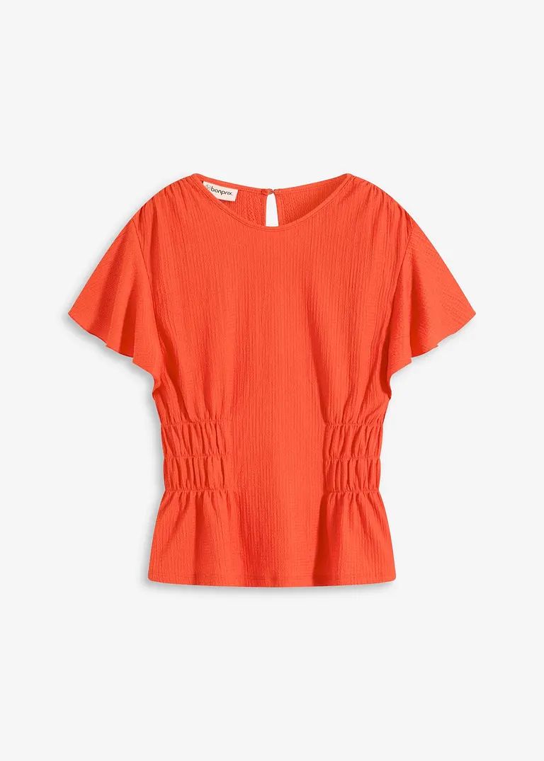 Jerseycrepe-Shirt mit Smock in rot von vorne - bonprix