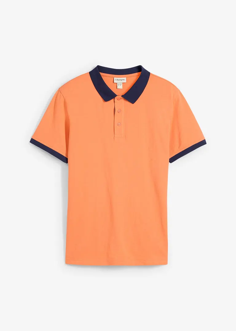 Piqué-Poloshirt aus reiner Bio-Baumwolle in orange von vorne - bonprix