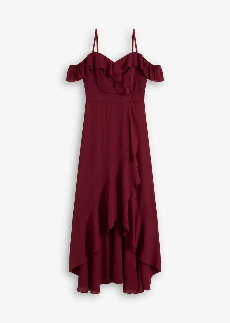 Carmen-Kleid mit Volants in rot von vorne - bonprix