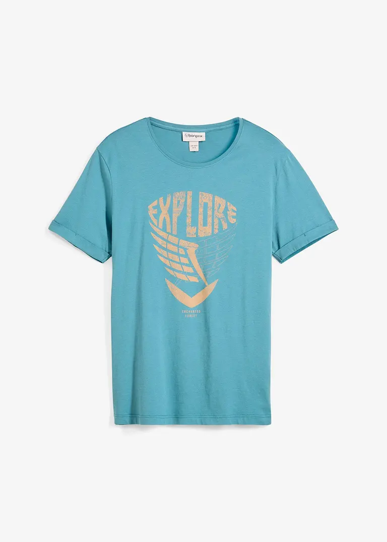 T-Shirt aus Bio Baumwolle in petrol von vorne - bonprix