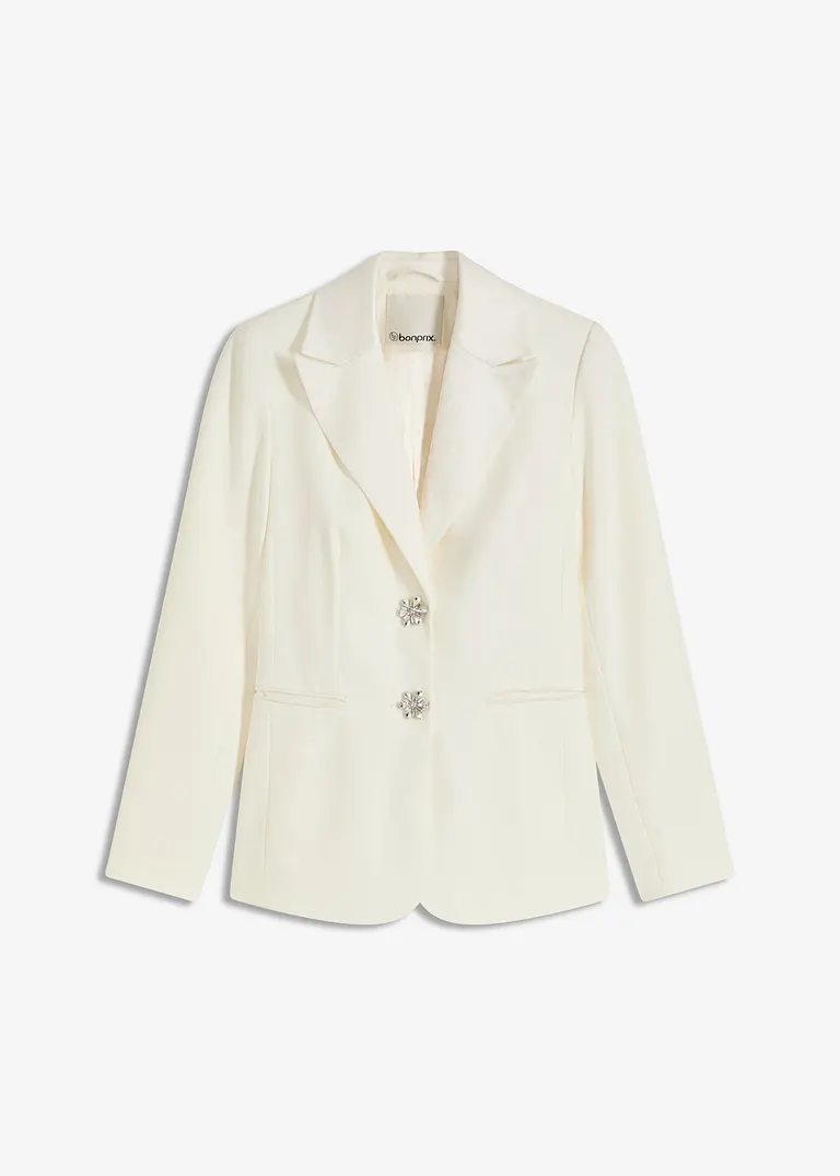 Blazer mit Schmuckknöpfen in weiß von vorne - bonprix