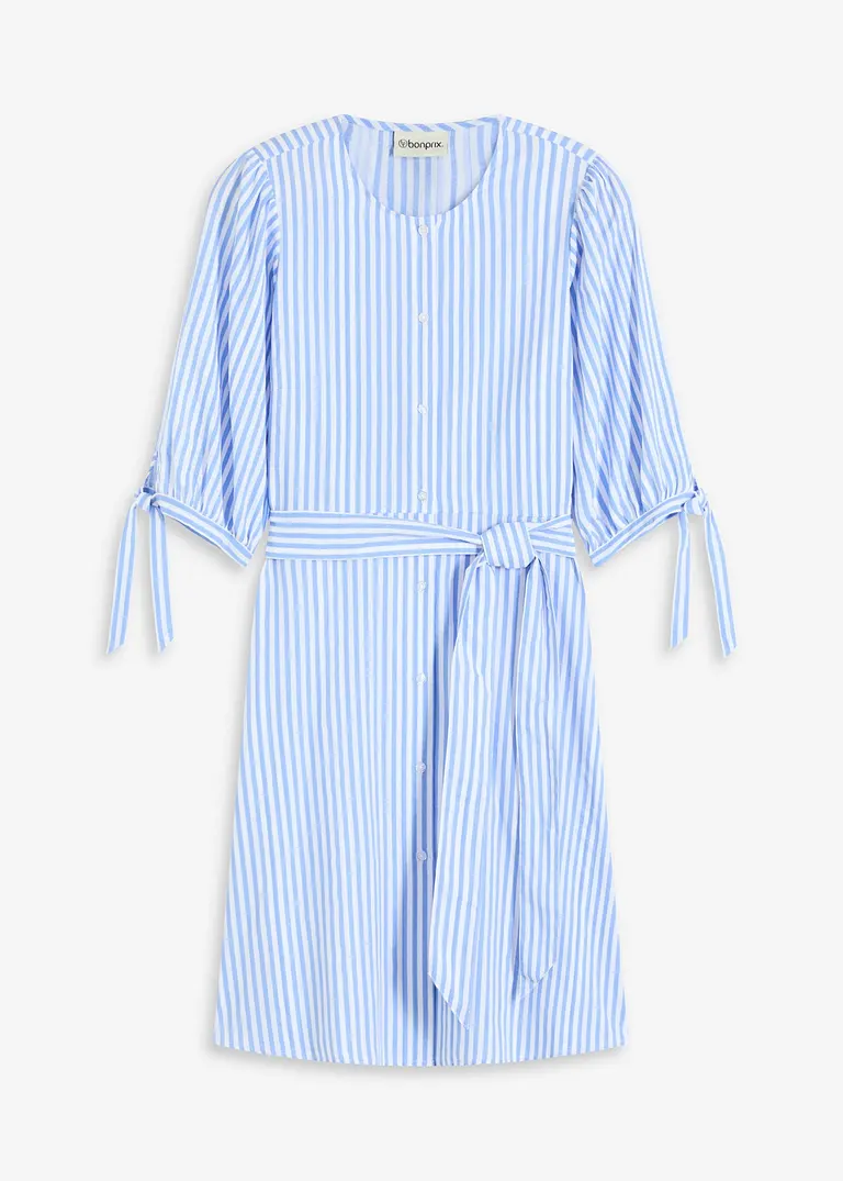 gestreiftes Blusenkleid in blau von vorne - bonprix