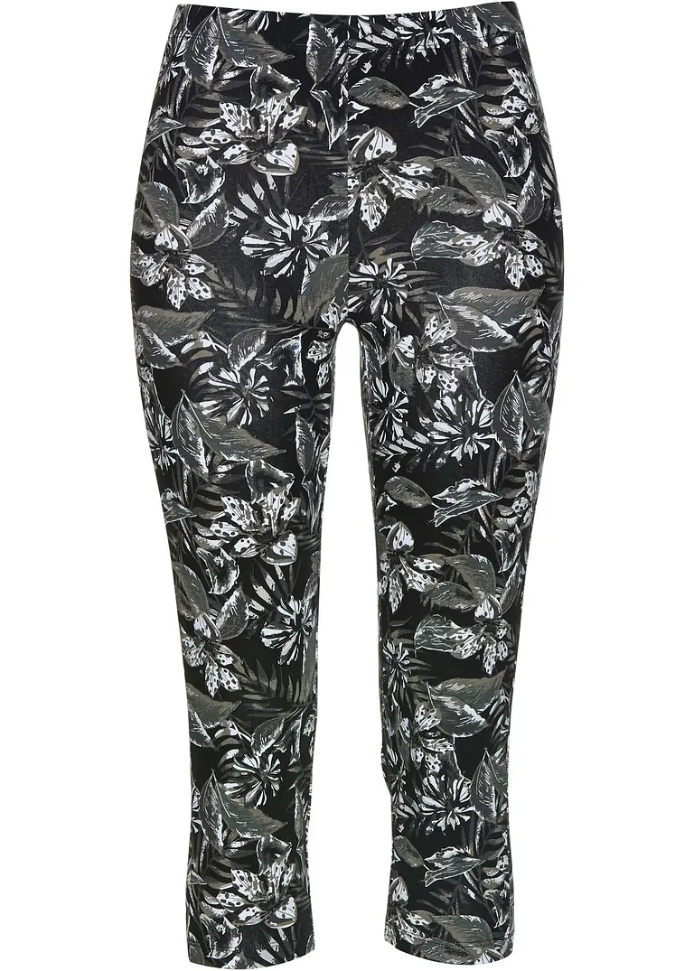 Capri-Leggings aus Baumwoll-Mix in schwarz von vorne - bonprix