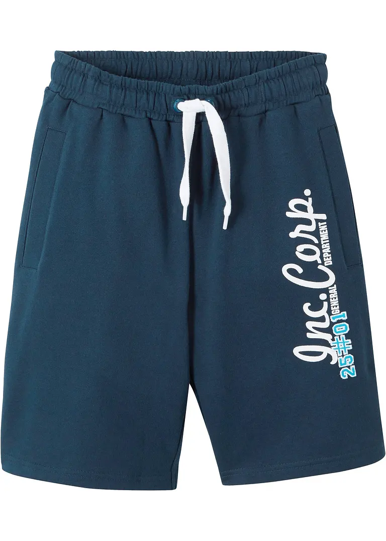 Sweat-Bermuda aus reiner Bio-Baumwolle in blau von vorne - bonprix