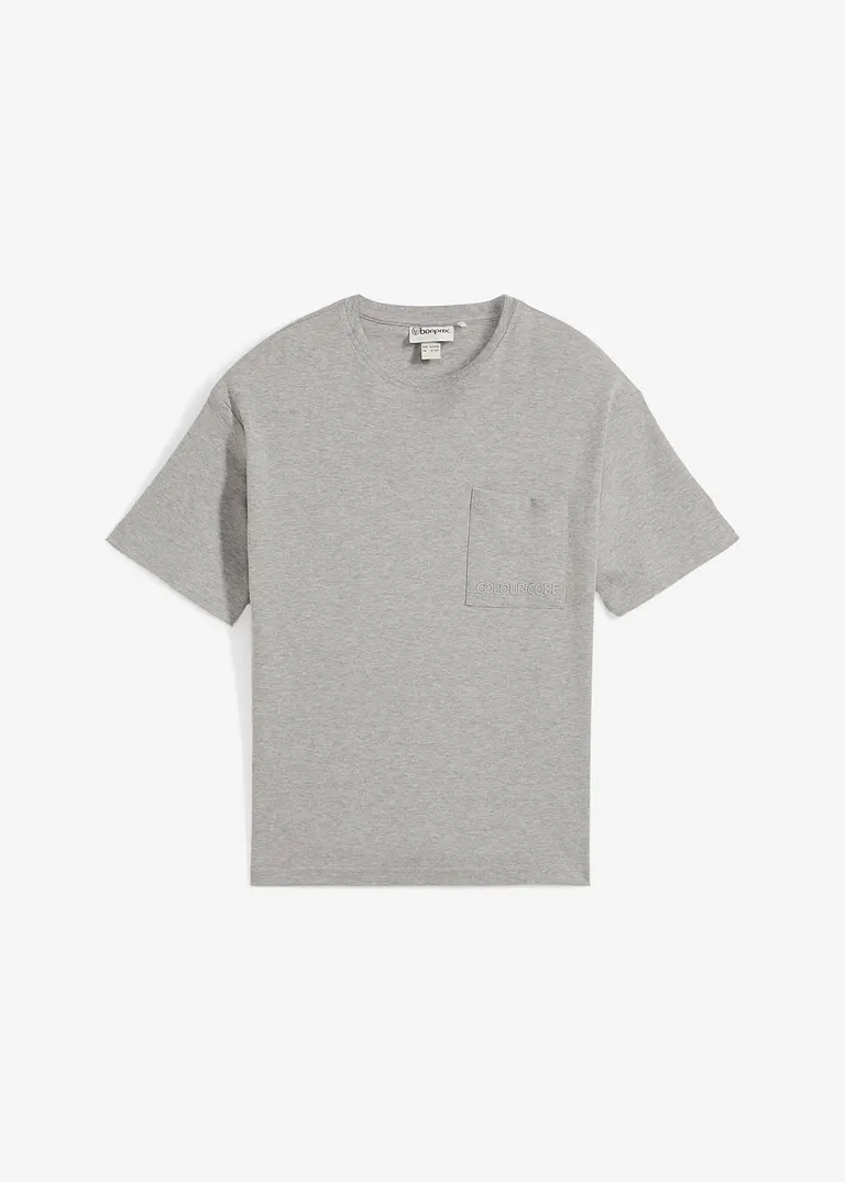 Oversized T-Shirt mit Bio Baumwolle in grau von vorne - bonprix