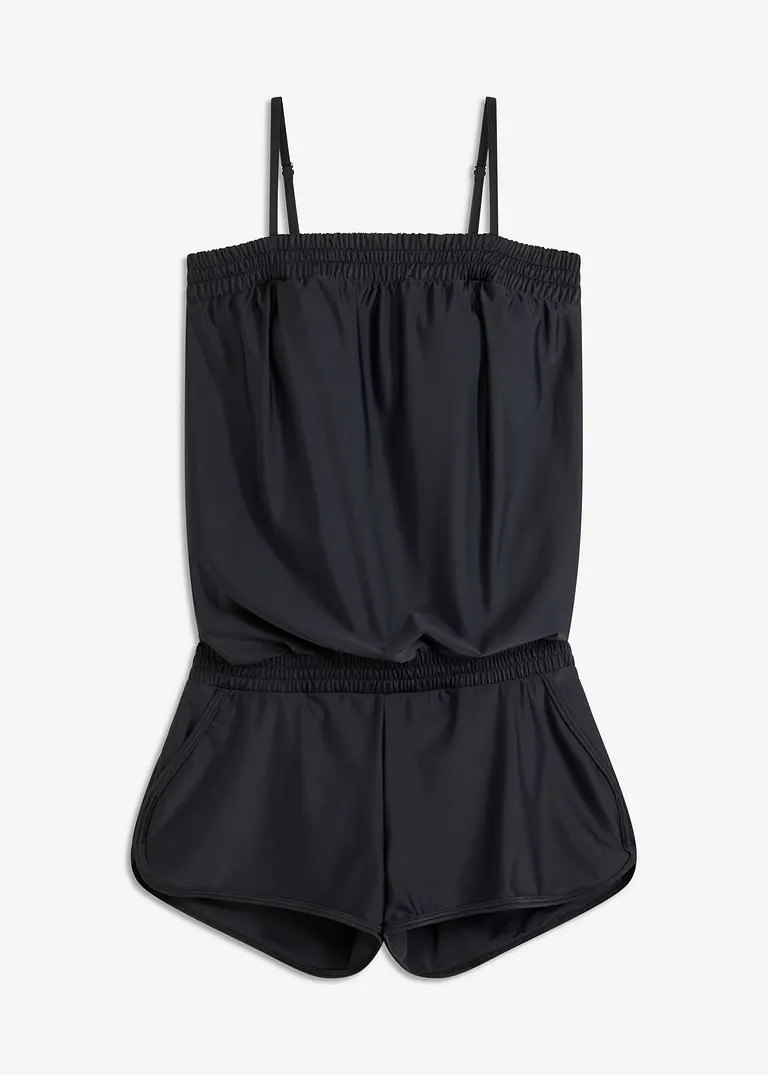 Badeoverall mit Innenslip in schwarz von vorne - bonprix