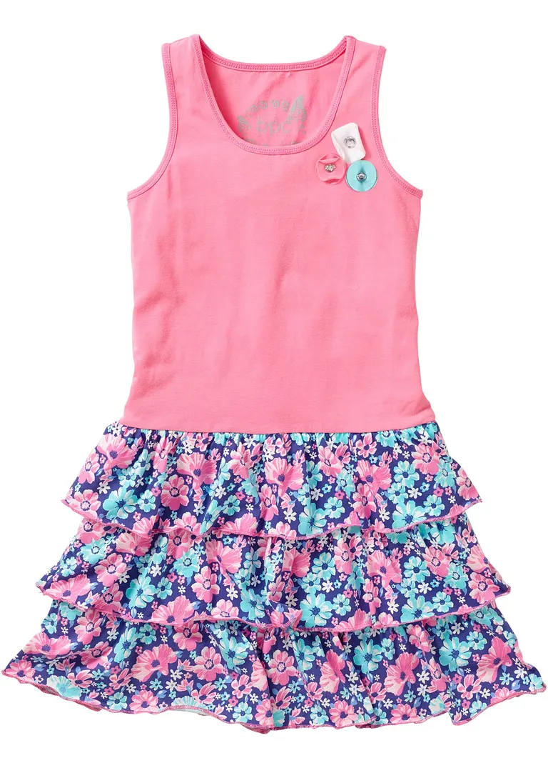 Jerseykleid mit Volant in rosa von vorne - bonprix
