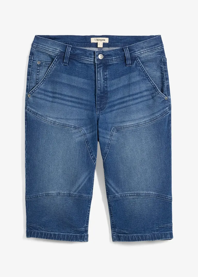 Long-Jeans-Bermuda, Regular Fit in blau von vorne - bonprix