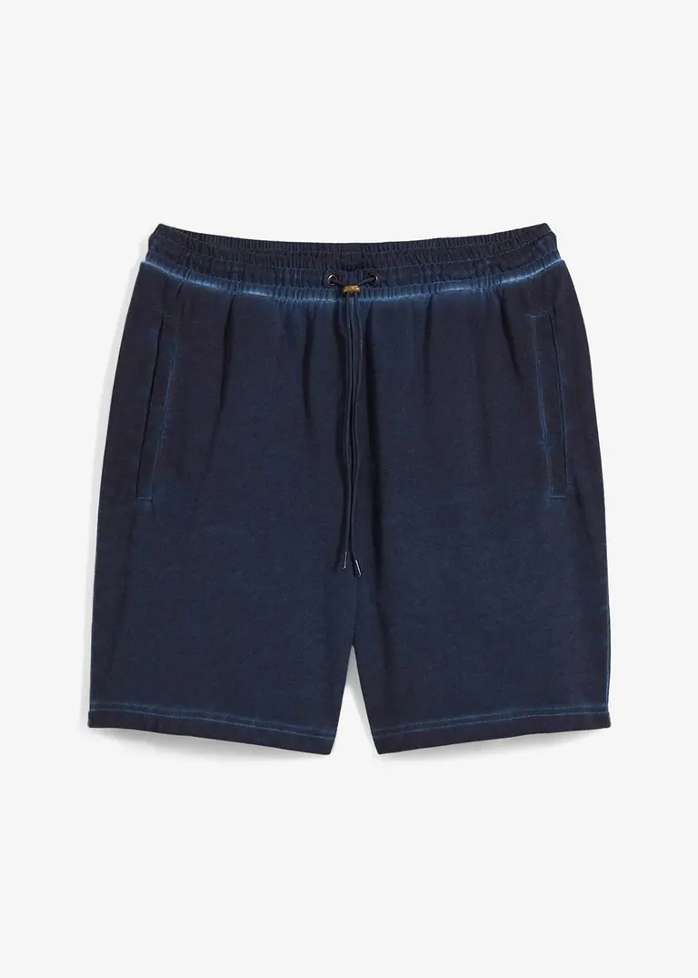 Sweat-Bermuda in ausgewaschener Optik in blau von vorne - bonprix