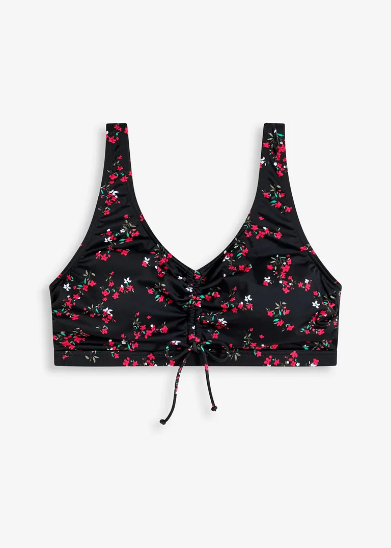 Bustier-Bikinioberteil mit Schnürung in schwarz von vorne - bonprix