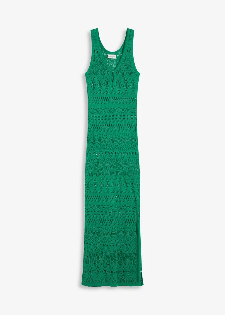 Maxikleid in Häkeloptik in grün von vorne - bonprix