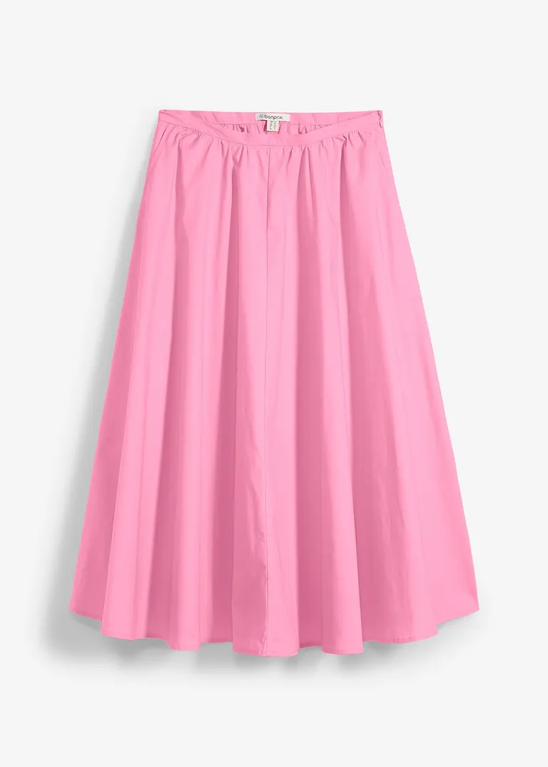 Midirock aus elastischem Baumwoll-Mix in rosa von vorne - bonprix